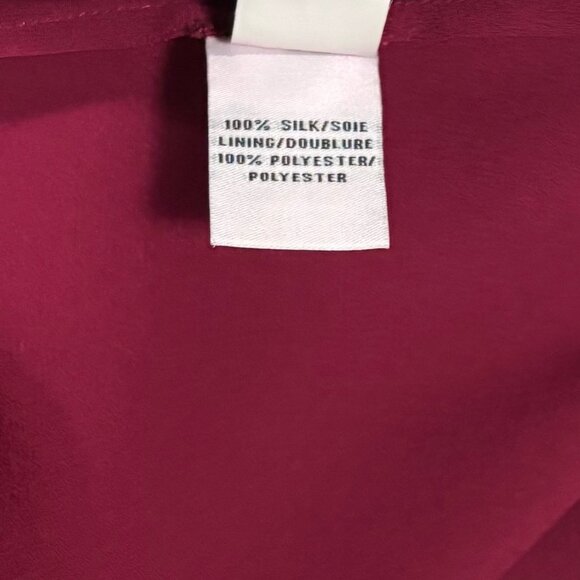 Diane Von Furstenberg Burgundy Silk Pleated Collar Long Sleeve Dress Size 6 - Picture 8 of 9